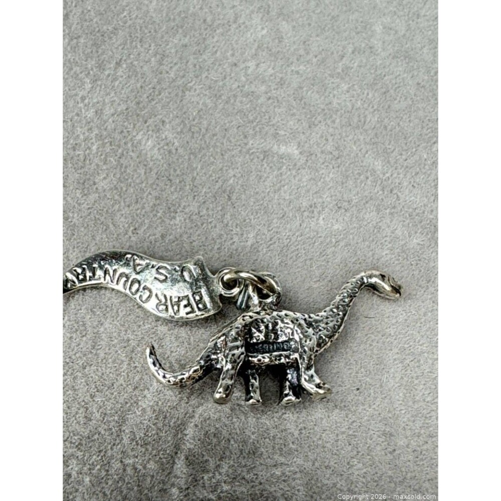 Sterling Silver Bear Country USA Dinosaur Charm Vintage Pendant Brontosaurus
